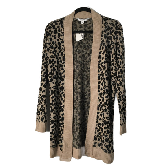 Nine West NWT Leopard Print Long Open Cardigan Sweater Size Small - Picture 1 of 4